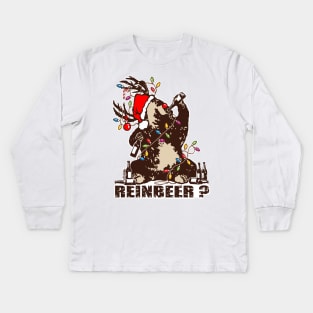 Bear, deer, drunken reinbeer? Kids Long Sleeve T-Shirt